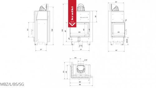 Топка Kratki PRO MBZ/L/BS/SG угловое гнутое стекло слева фото 5