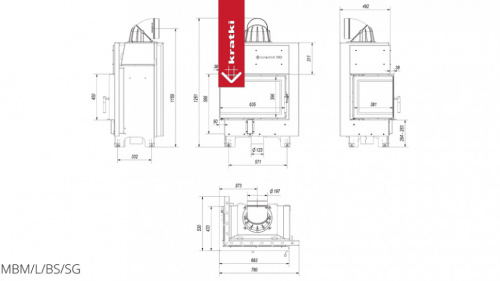 Топка Kratki PRO MBM/L/BS/SG угловое гнутое стекло слева фото 11