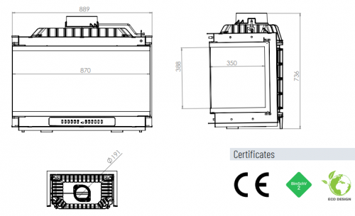 Топка ECT Font/800/LR 18 кВт, трехстороннее стекло фото 2