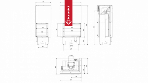 Топка Kratki PRO VNP/700/480 угловое стекло справа, гильотина фото 10